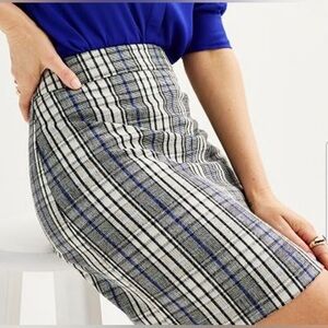 Nine West Plaid Tailored Mini Skirt Large NWOT